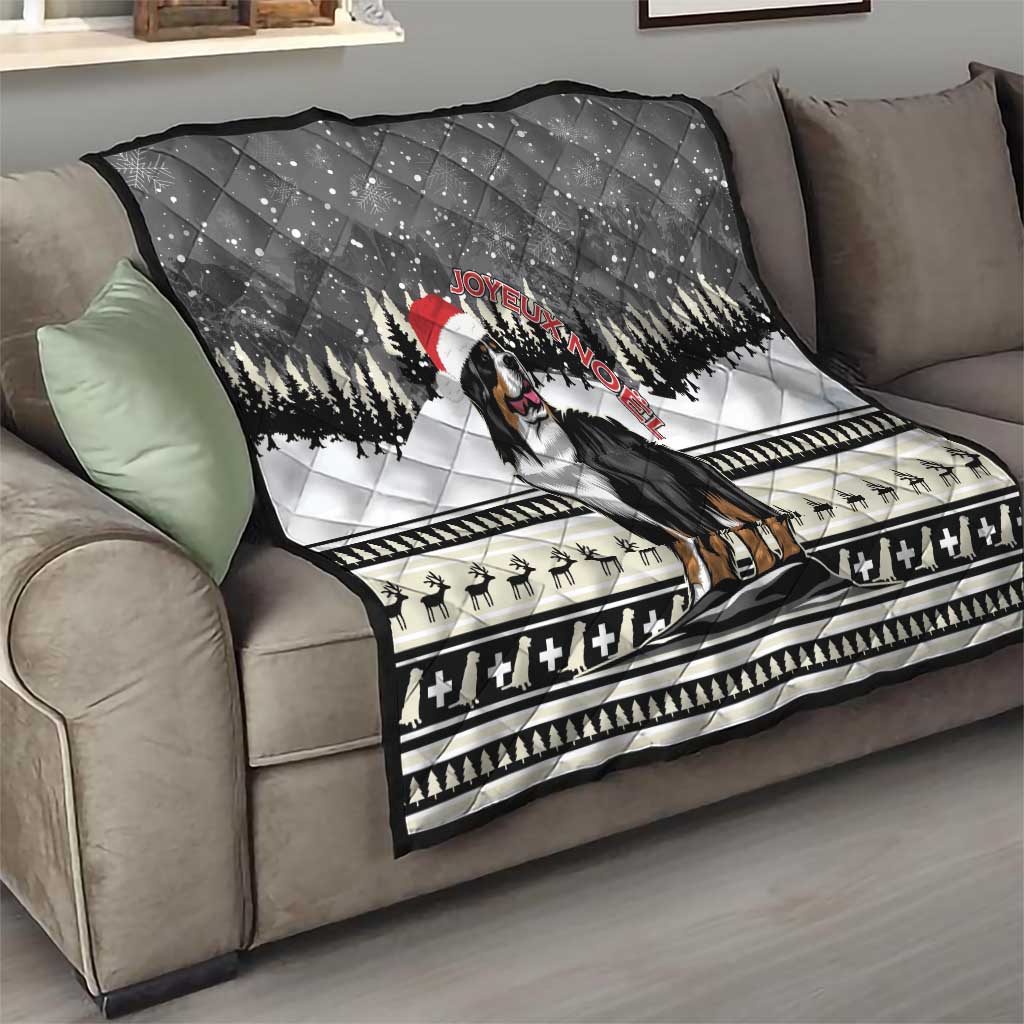 Switzerland Christmas Bernese Mountain Dog Quilt Joyeux Noel - Wonder Print Shop