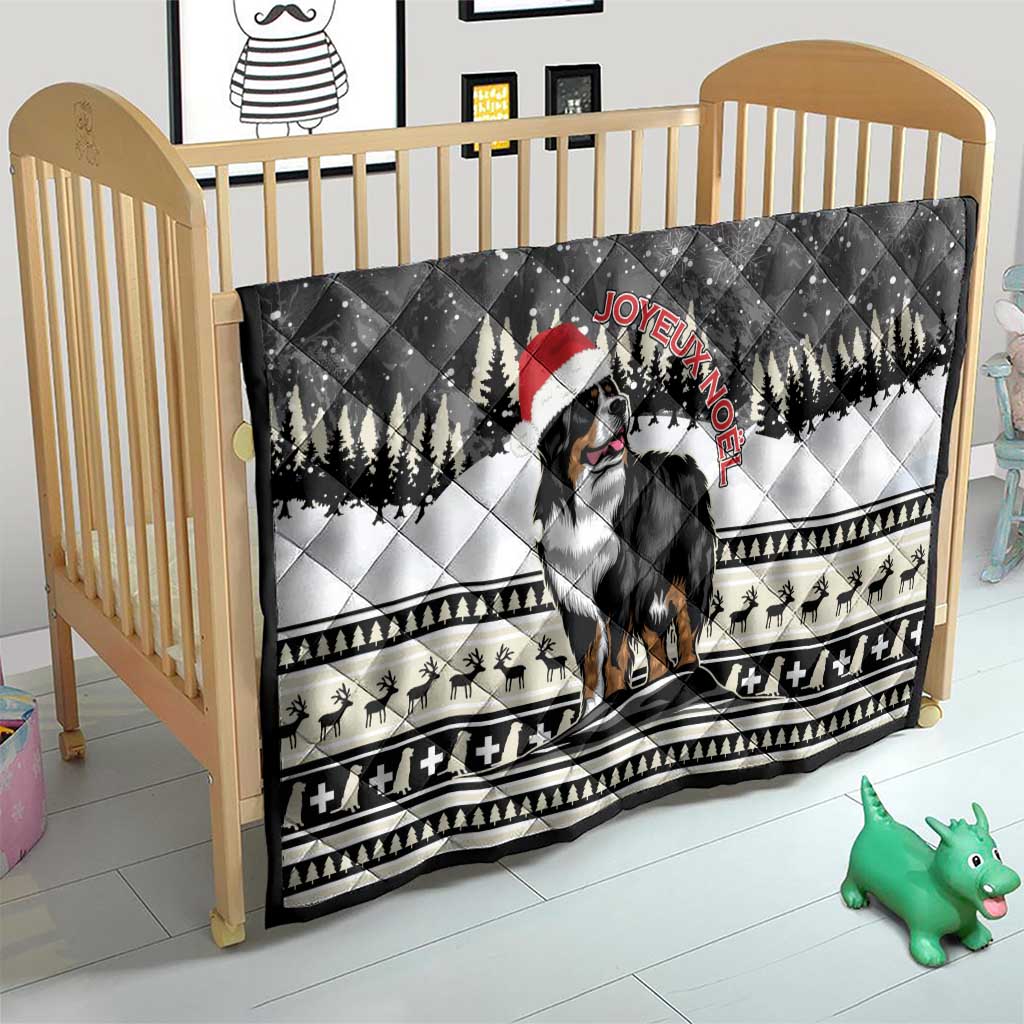Switzerland Christmas Bernese Mountain Dog Quilt Joyeux Noel - Wonder Print Shop