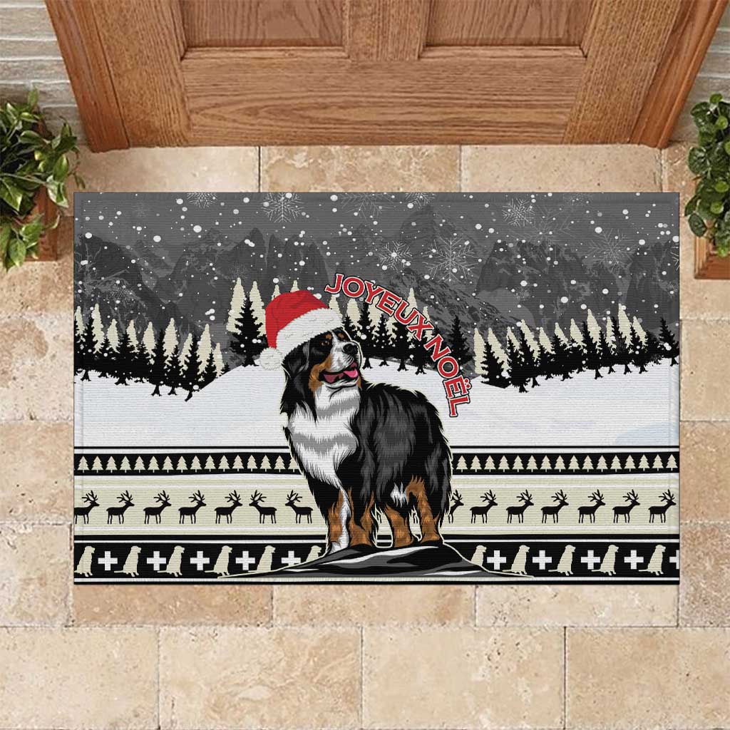 Switzerland Christmas Bernese Mountain Dog Rubber Doormat Joyeux Noel - Wonder Print Shop