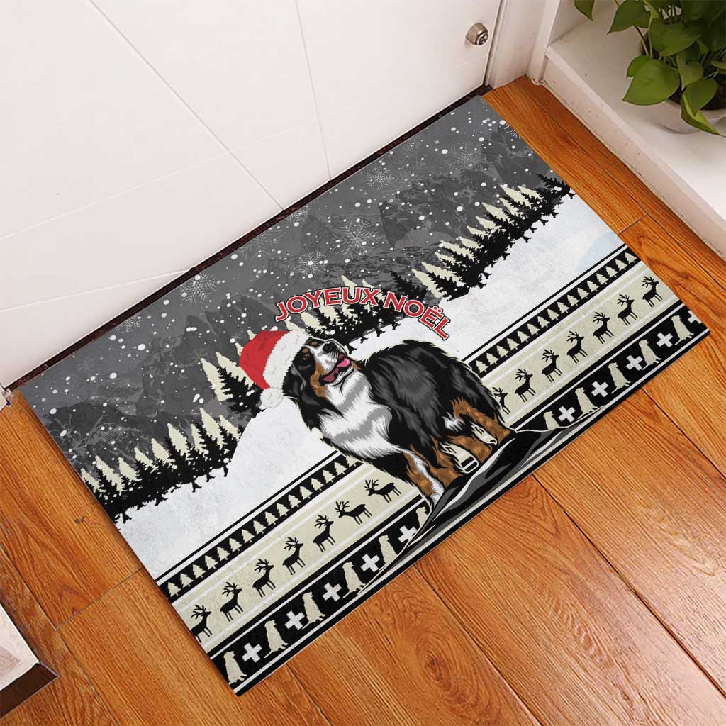 Switzerland Christmas Bernese Mountain Dog Rubber Doormat Joyeux Noel - Wonder Print Shop