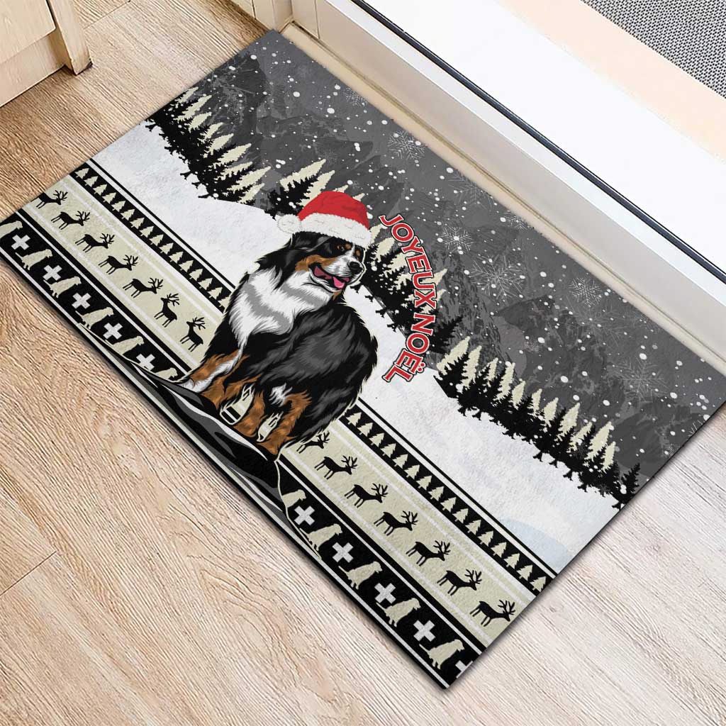 Switzerland Christmas Bernese Mountain Dog Rubber Doormat Joyeux Noel - Wonder Print Shop