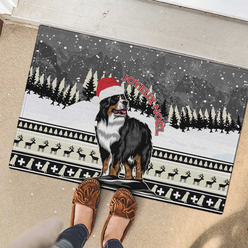 Switzerland Christmas Bernese Mountain Dog Rubber Doormat Joyeux Noel - Wonder Print Shop