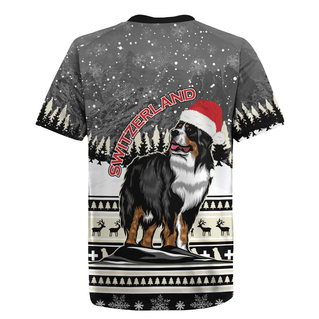 Switzerland Christmas Bernese Mountain Dog Rugby Jersey Joyeux Noel - Wonder Print Shop