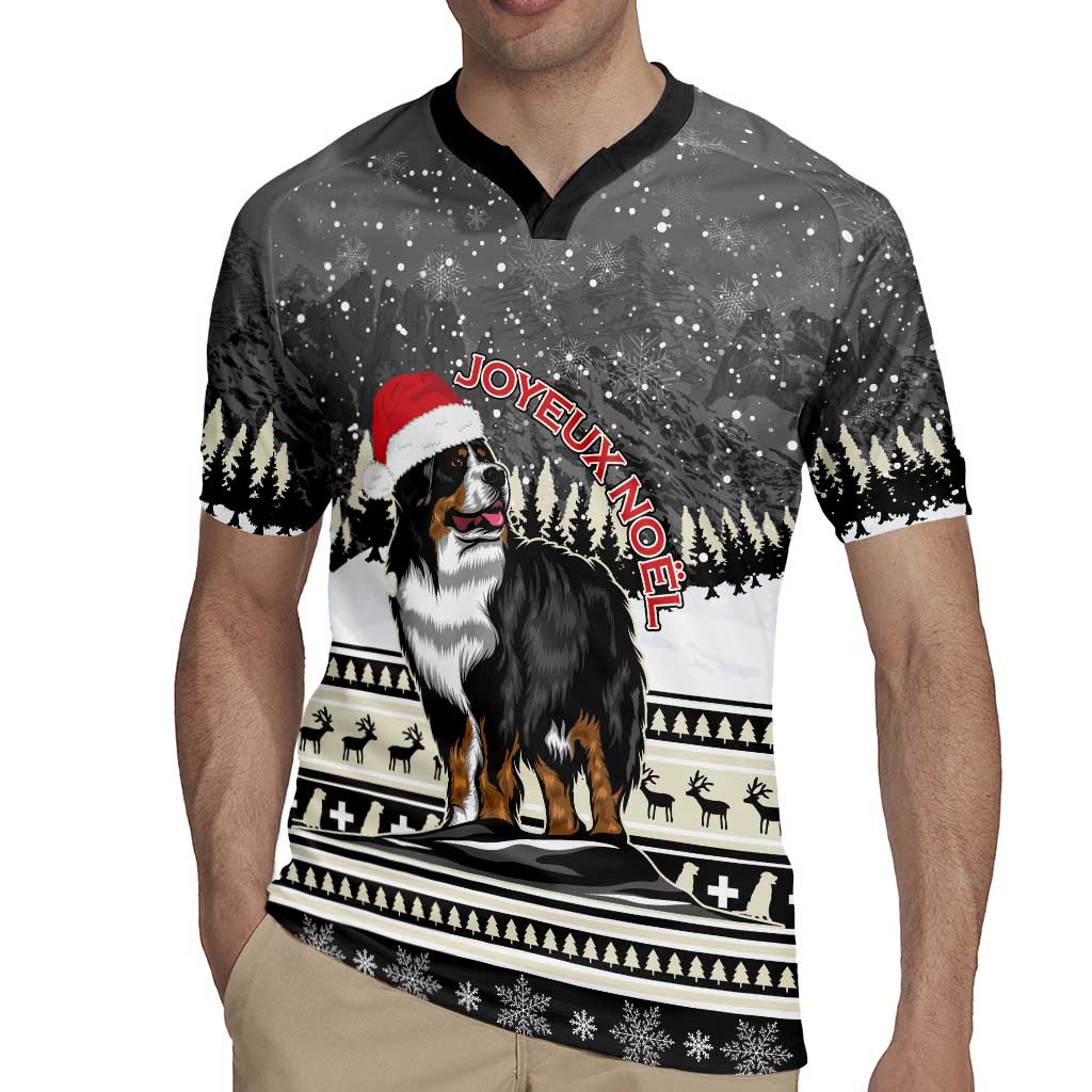 Switzerland Christmas Bernese Mountain Dog Rugby Jersey Joyeux Noel - Wonder Print Shop