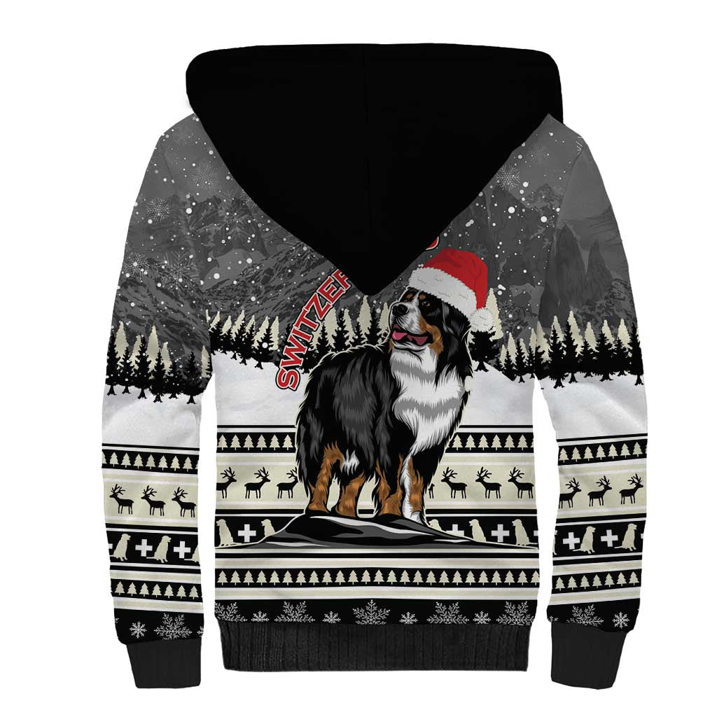 Switzerland Christmas Bernese Mountain Dog Sherpa Hoodie Joyeux Noel - Wonder Print Shop