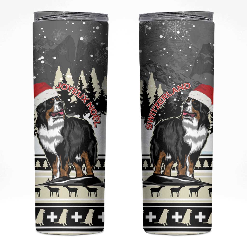 Switzerland Christmas Bernese Mountain Dog Skinny Tumbler Joyeux Noel - Wonder Print Shop