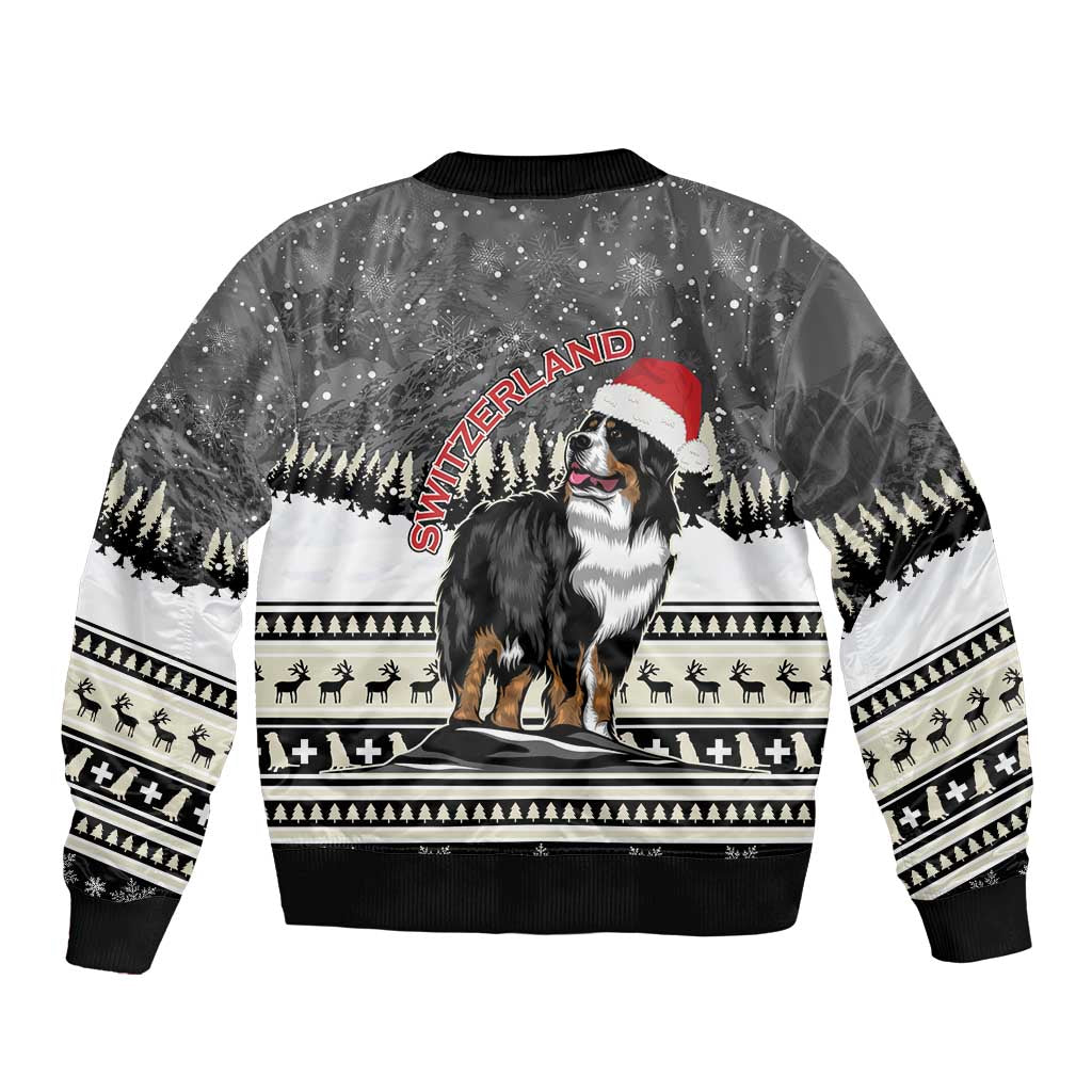 Switzerland Christmas Bernese Mountain Dog Sleeve Zip Bomber Jacket Joyeux Noel - Wonder Print Shop