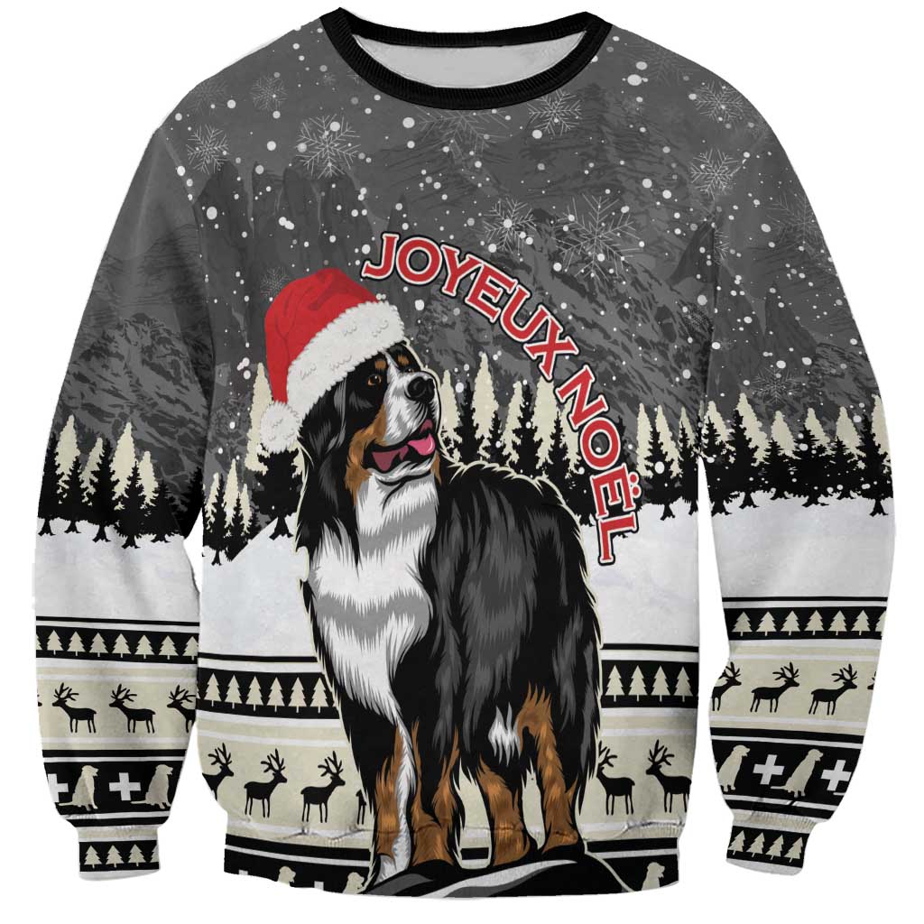 Switzerland Christmas Bernese Mountain Dog Sweatshirt Joyeux Noel - Wonder Print Shop