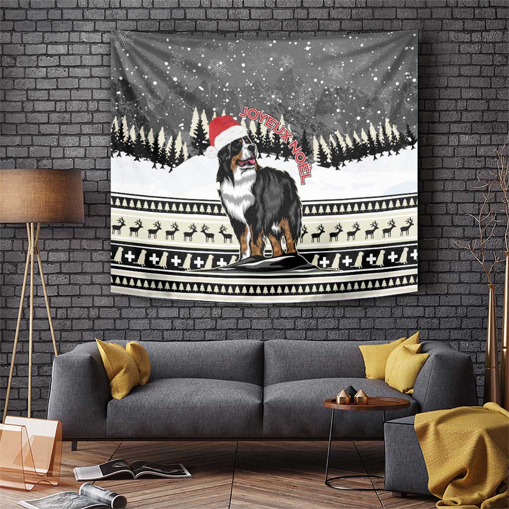 Switzerland Christmas Bernese Mountain Dog Tapestry Joyeux Noel - Wonder Print Shop