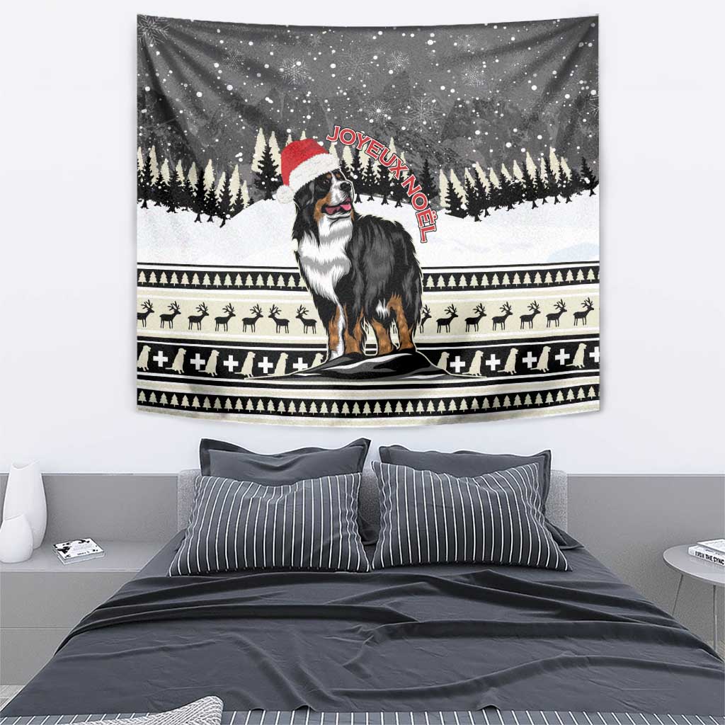 Switzerland Christmas Bernese Mountain Dog Tapestry Joyeux Noel - Wonder Print Shop