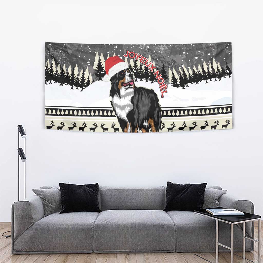 Switzerland Christmas Bernese Mountain Dog Tapestry Joyeux Noel - Wonder Print Shop