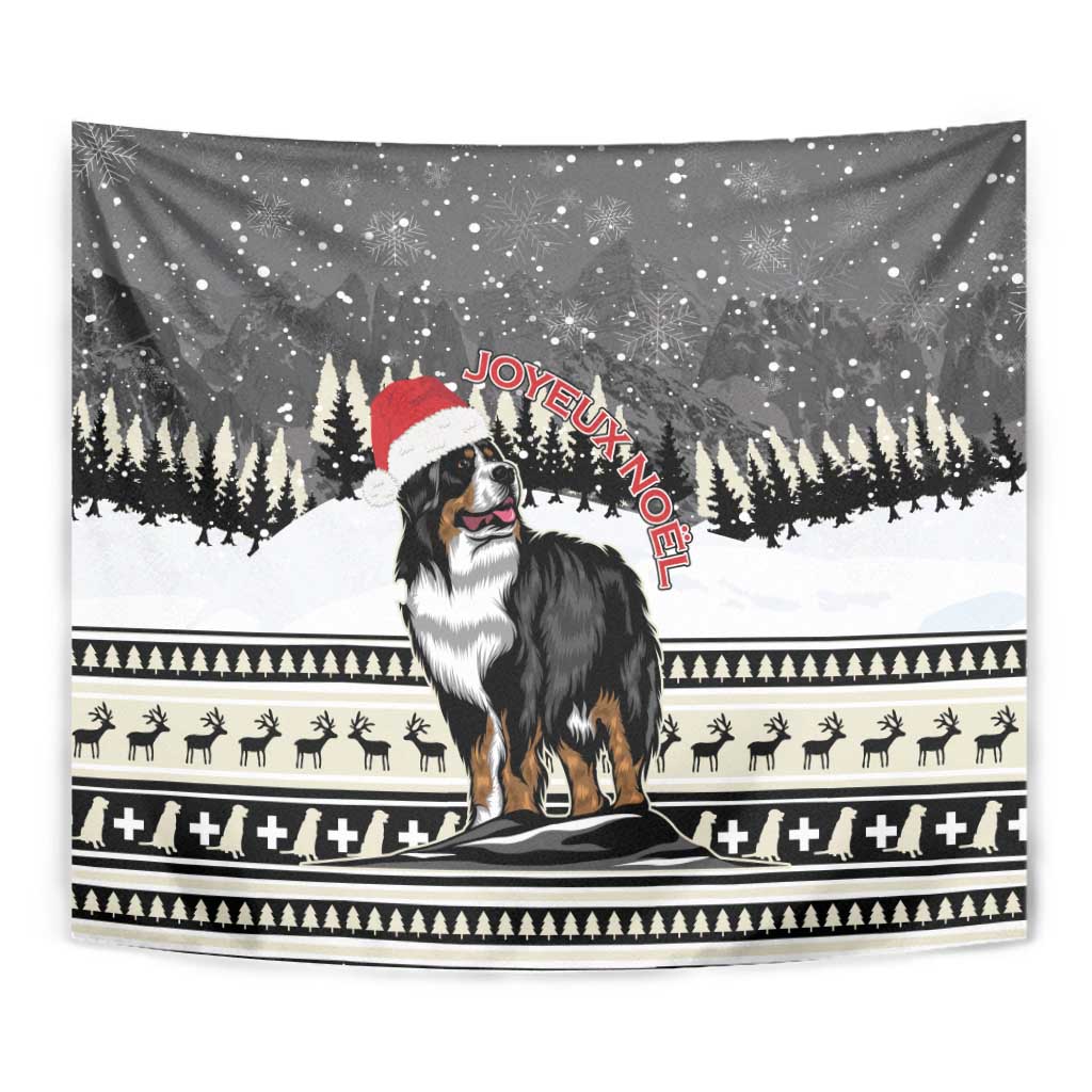 Switzerland Christmas Bernese Mountain Dog Tapestry Joyeux Noel - Wonder Print Shop