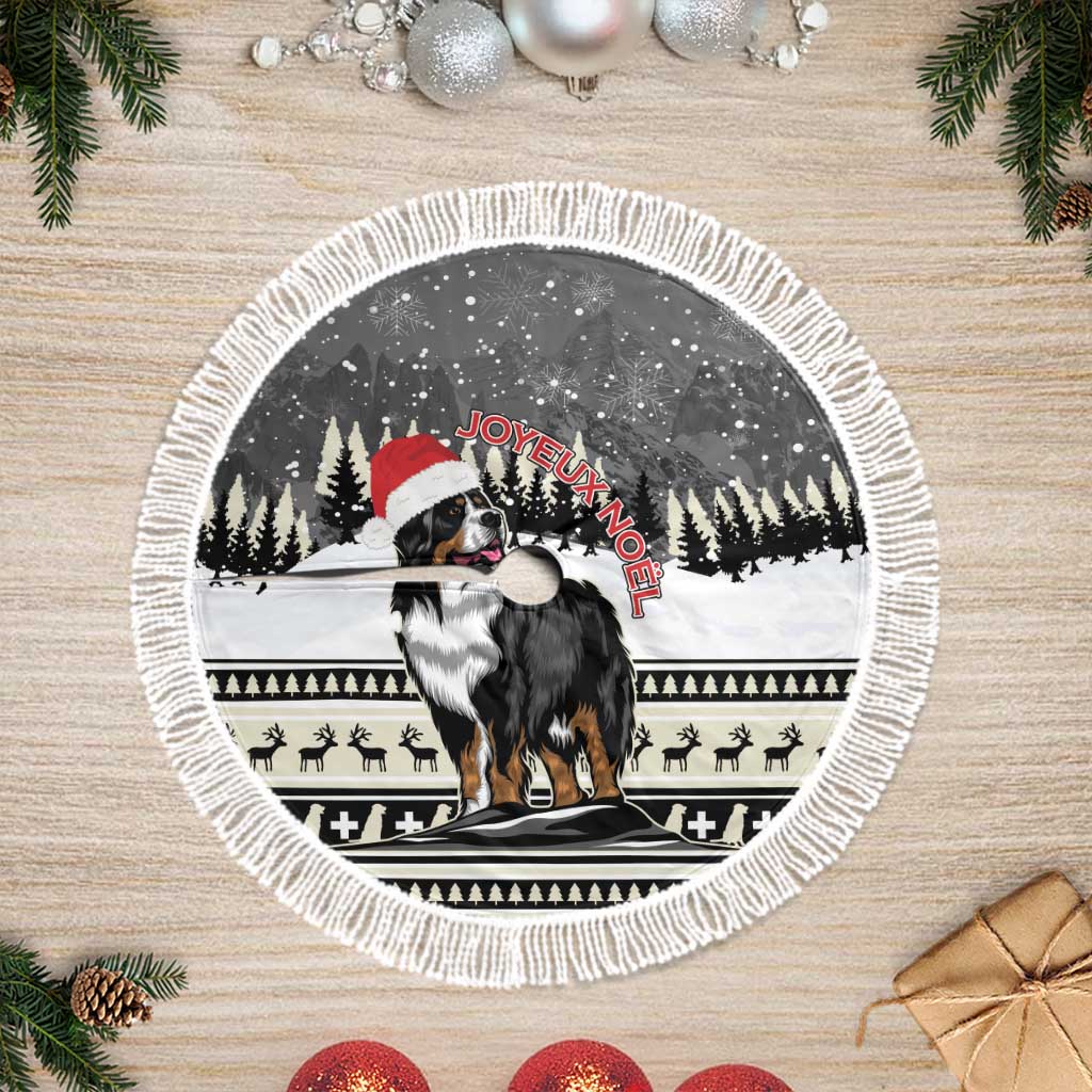 Switzerland Christmas Bernese Mountain Dog Tree Skirt Joyeux Noel - Wonder Print Shop