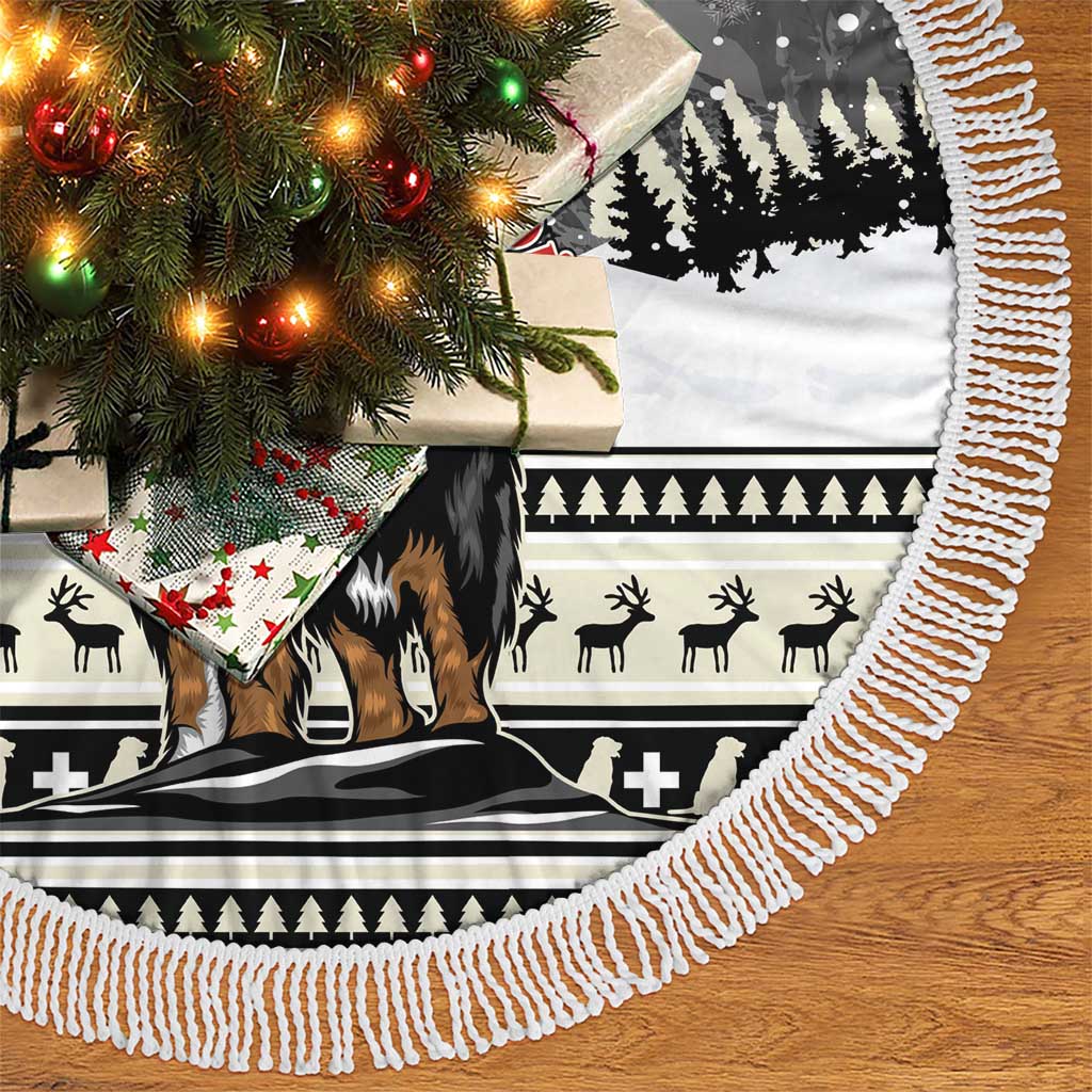 Switzerland Christmas Bernese Mountain Dog Tree Skirt Joyeux Noel - Wonder Print Shop