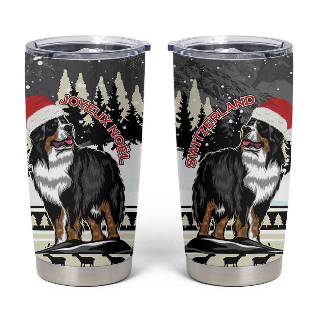 Switzerland Christmas Bernese Mountain Dog Tumbler Cup Joyeux Noel - Wonder Print Shop