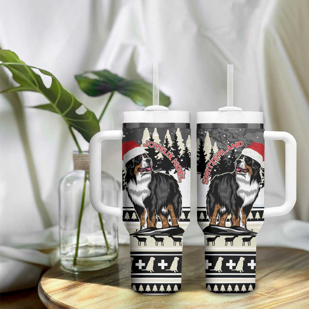 Switzerland Christmas Bernese Mountain Dog Tumbler With Handle Joyeux Noel - Wonder Print Shop