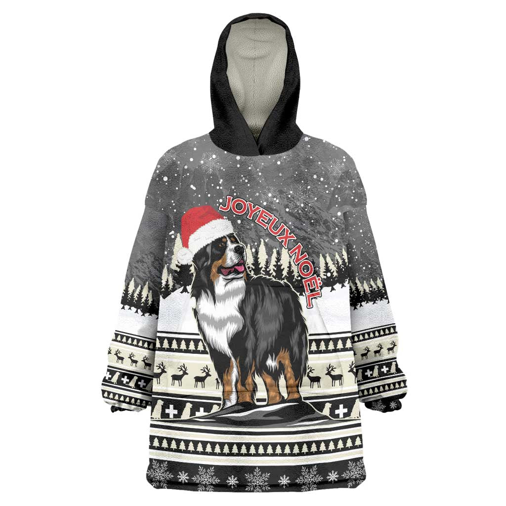 Switzerland Christmas Bernese Mountain Dog Wearable Blanket Hoodie Joyeux Noel - Wonder Print Shop