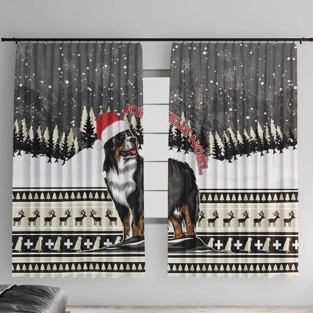 Switzerland Christmas Bernese Mountain Dog Window Curtain Joyeux Noel - Wonder Print Shop