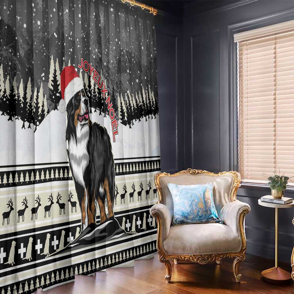 Switzerland Christmas Bernese Mountain Dog Window Curtain Joyeux Noel - Wonder Print Shop