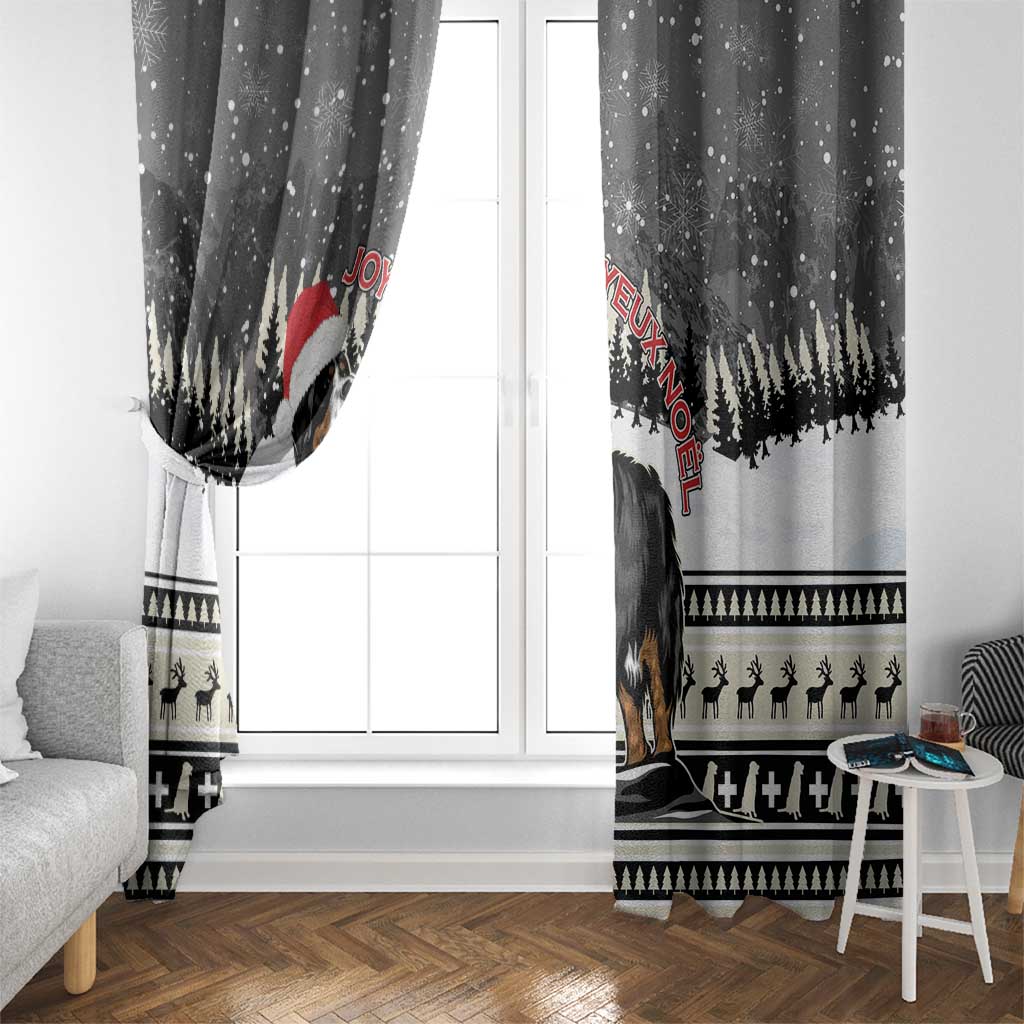 Switzerland Christmas Bernese Mountain Dog Window Curtain Joyeux Noel - Wonder Print Shop