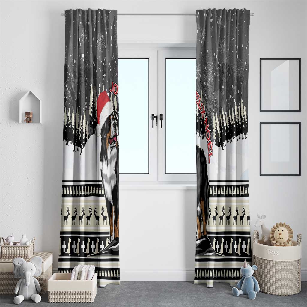 Switzerland Christmas Bernese Mountain Dog Window Curtain Joyeux Noel - Wonder Print Shop