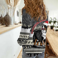 Switzerland Christmas Bernese Mountain Dog Women Casual Shirt Joyeux Noel - Wonder Print Shop