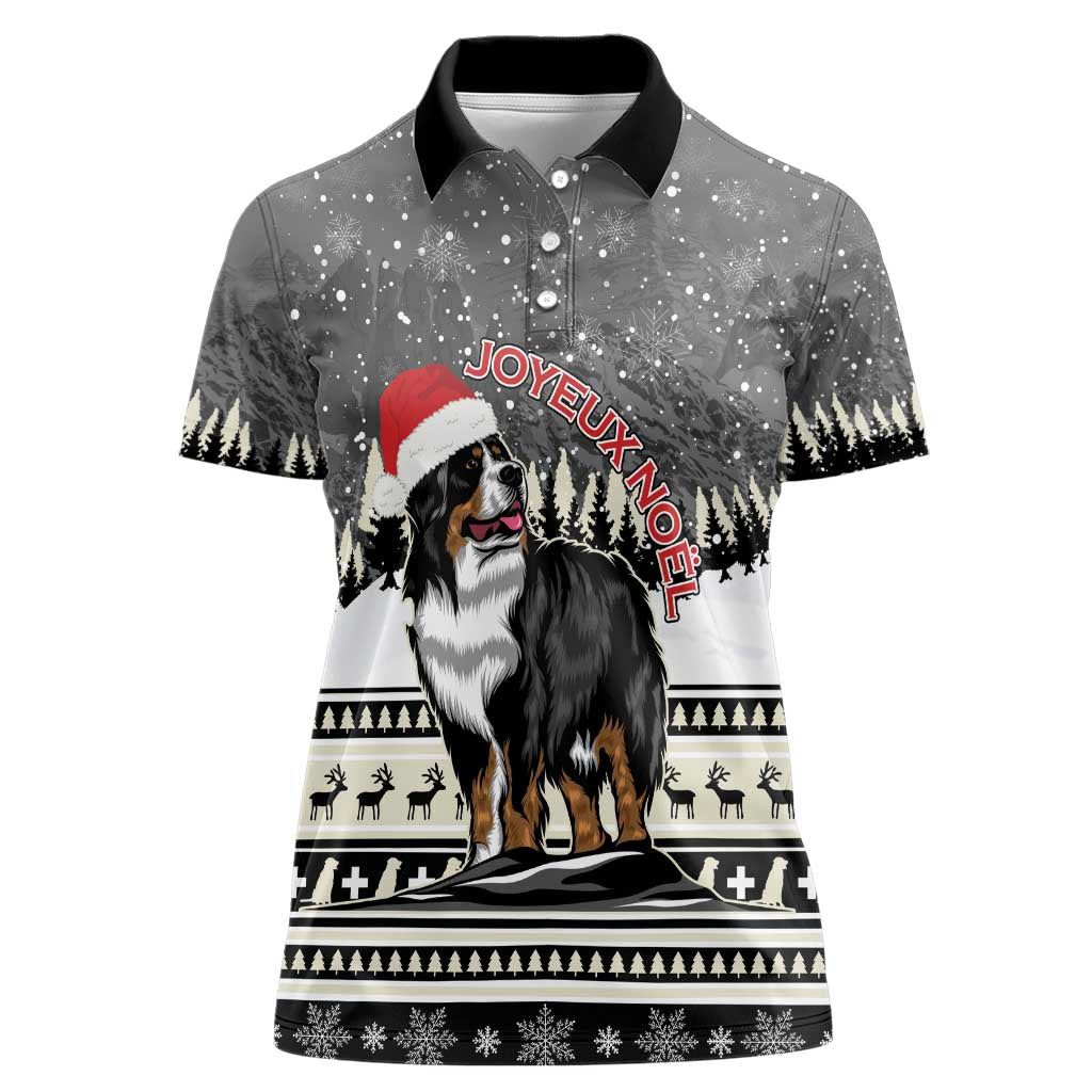 Switzerland Christmas Bernese Mountain Dog Women Polo Shirt Joyeux Noel - Wonder Print Shop