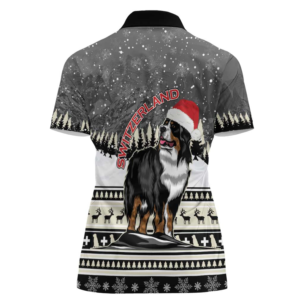 Switzerland Christmas Bernese Mountain Dog Women Polo Shirt Joyeux Noel - Wonder Print Shop