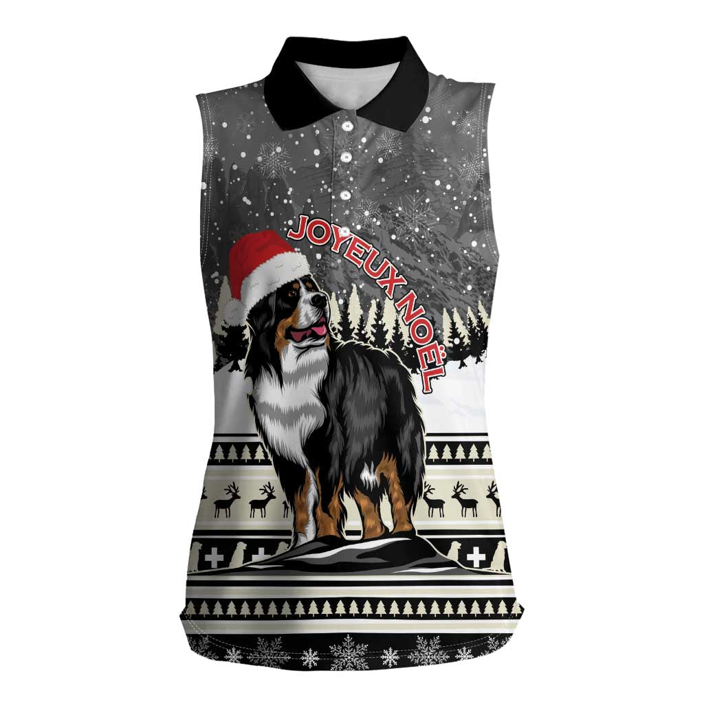 Switzerland Christmas Bernese Mountain Dog Women Sleeveless Polo Shirt Joyeux Noel - Wonder Print Shop