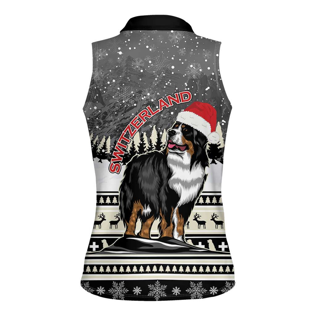 Switzerland Christmas Bernese Mountain Dog Women Sleeveless Polo Shirt Joyeux Noel - Wonder Print Shop