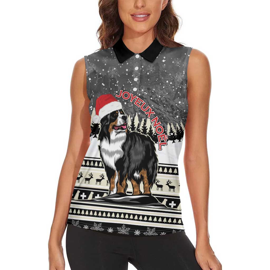 Switzerland Christmas Bernese Mountain Dog Women Sleeveless Polo Shirt Joyeux Noel - Wonder Print Shop