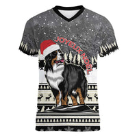 Switzerland Christmas Bernese Mountain Dog Women V-Neck T-Shirt Joyeux Noel - Wonder Print Shop