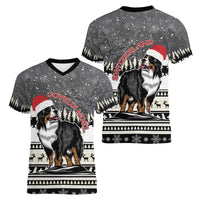Switzerland Christmas Bernese Mountain Dog Women V-Neck T-Shirt Joyeux Noel - Wonder Print Shop