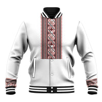 Personalized Ukrainian Trident Baseball Jacket White Tryzub Vyshyvanka Pattern - Wonder Print Shop