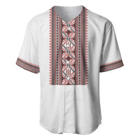 Personalized Ukrainian Trident Baseball Jersey White Tryzub Vyshyvanka Pattern - Wonder Print Shop