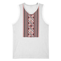 Personalized Ukrainian Trident Basketball Jersey White Tryzub Vyshyvanka Pattern - Wonder Print Shop