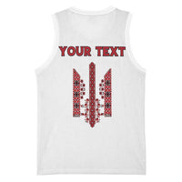 Personalized Ukrainian Trident Basketball Jersey White Tryzub Vyshyvanka Pattern - Wonder Print Shop