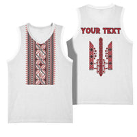 Personalized Ukrainian Trident Basketball Jersey White Tryzub Vyshyvanka Pattern - Wonder Print Shop