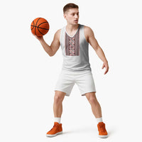 Personalized Ukrainian Trident Basketball Jersey White Tryzub Vyshyvanka Pattern - Wonder Print Shop