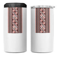 Ukrainian Trident 4 in 1 Can Cooler Tumbler White Tryzub Vyshyvanka Pattern - Wonder Print Shop