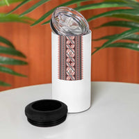 Ukrainian Trident 4 in 1 Can Cooler Tumbler White Tryzub Vyshyvanka Pattern - Wonder Print Shop