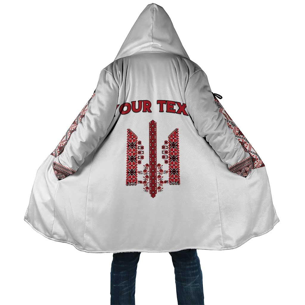 Personalized Ukrainian Trident Cloak White Tryzub Vyshyvanka Pattern - Wonder Print Shop