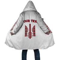 Personalized Ukrainian Trident Cloak White Tryzub Vyshyvanka Pattern - Wonder Print Shop