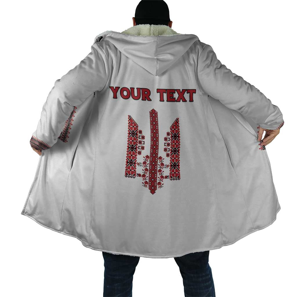 Personalized Ukrainian Trident Cloak White Tryzub Vyshyvanka Pattern - Wonder Print Shop