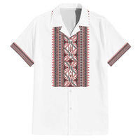 Personalized Ukrainian Trident Hawaiian Shirt White Tryzub Vyshyvanka Pattern - Wonder Print Shop