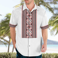 Personalized Ukrainian Trident Hawaiian Shirt White Tryzub Vyshyvanka Pattern - Wonder Print Shop