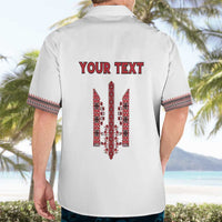 Personalized Ukrainian Trident Hawaiian Shirt White Tryzub Vyshyvanka Pattern - Wonder Print Shop