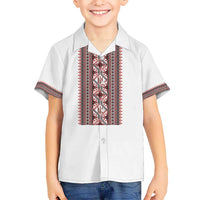 Personalized Ukrainian Trident Hawaiian Shirt White Tryzub Vyshyvanka Pattern - Wonder Print Shop