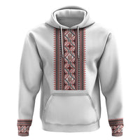 Personalized Ukrainian Trident Hoodie White Tryzub Vyshyvanka Pattern - Wonder Print Shop