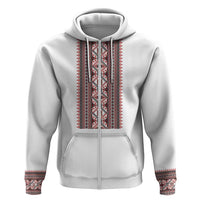 Personalized Ukrainian Trident Hoodie White Tryzub Vyshyvanka Pattern - Wonder Print Shop